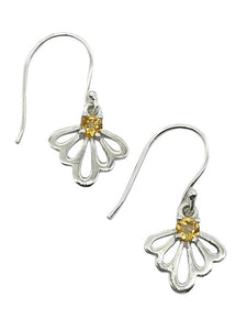 Lotus Citrine Hanging Earrings